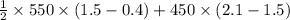 \frac{1}{2}\times 550\times (1.5-0.4)+450\times (2.1-1.5)