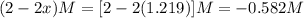 (2-2x)M=[2-2(1.219)]M=-0.582M