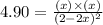 4.90=\frac{(x)\times (x)}{(2-2x)^2}