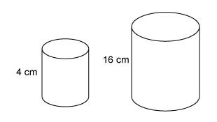 The cylinders are similar the volume of the larger cylinder is 1600 cubic centimeters what is the vo