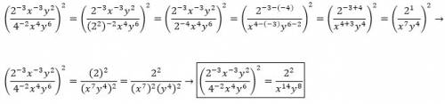 Which is the simplified form of the expression ((2^-3)(x^-3)(y^2) / (4^-2)(x^4)(y^6))^2