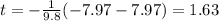 t= -\frac{1}{9.8} ({-7.97}-7.97})=1.63