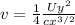 v=\frac{1}{4}\frac{Uy^{2}}{cx^{3/2}}
