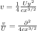 v=\frac{1}{4}\frac{Uy^{2}}{cx^{3/2}}\\\\\frac{v}{U}=\frac{\partial ^{2}}{4cx^{3/2}}\\\\