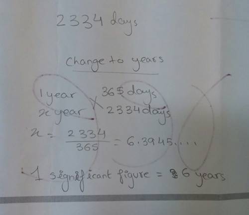 Give your answer from part b in years. express your answer using one significant