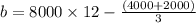 b=8000\times 12-\frac{(4000+2000)}{3}