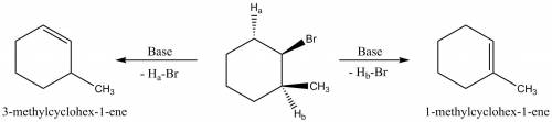 Identify possible products of dehydrohalogenation of cis-1-bromo-2-methylcyclohexane