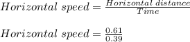 Horizontal \; speed = \frac{Horizontal \; distance}{Time}\\\\Horizontal \; speed = \frac{0.61}{0.39}
