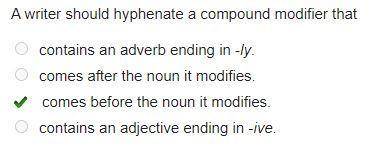 Awriter should hyphenate a compound modifier that