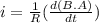 i = \frac{1}{R}(\frac{d(B.A)}{dt})
