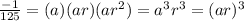 \frac{-1}{125}=(a)(ar)(ar^2)=a^3r^3=(ar)^3