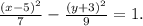 \frac{(x -5)^{2}}{7} - \frac{(y+3)^{2}}{9} = 1.