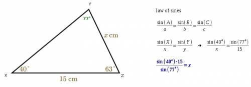 What is the length of side x?   triangle aas use sine rule