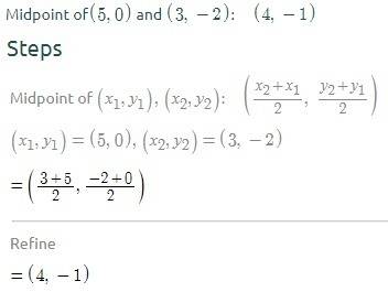 Find the midpoint of the line segment hs if h=(5,0) and s=(3,-2)