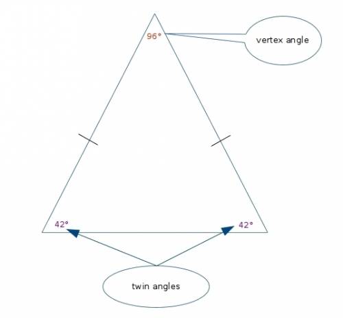 What is the measure of the vertex angle of an isosceles triangle if one of its base angles measure 4