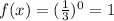f(x)=(\frac{1}{3})^{0}  =1