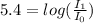 5.4= log(\frac{I_{1} }{I_{0} })