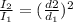 \frac{I_{2} }{I_{1}}= (\frac{d{2} }{d_{1}})^2