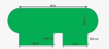 What is the total perimeter of the pitch and seating area?   what is the total area of the pitch and