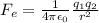 F_e = \frac{1}{4 \pi \epsilon_0} \frac{q_1 q_2}{r^2}