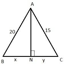 In δabc,ab = 20 cm, ac = 15 cm. the length of the altitude an is 12 cm. prove that δabc is a right t