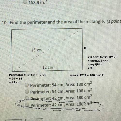What is the area and perimeter.   i’ll give brainliest if i get it correct