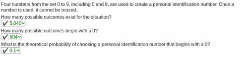 Four numbers from the set 0 to 9, including 0 and 9, are used to create a personal identification nu