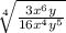 \sqrt[4]{\frac{3x^6y}{16x^4y^5}}