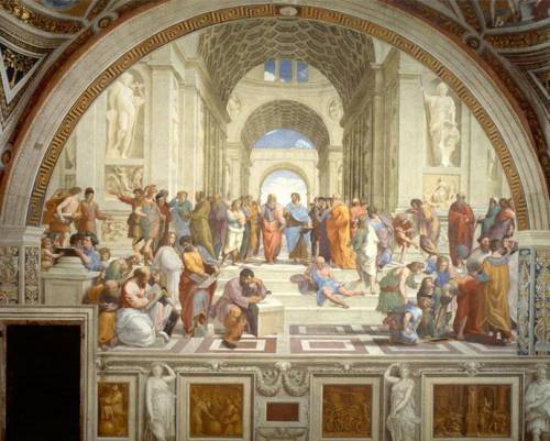 The painting school of athens by raphael uses the linear perspective technique. what characteristic