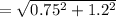 =\sqrt{0.75^2+1.2^2}