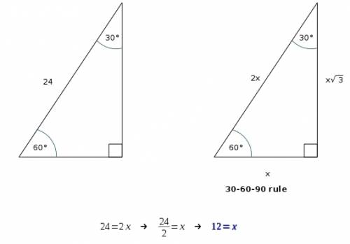 The length of the hypotenuse of a 30-60-90 triangle is 24. what is the perimeter