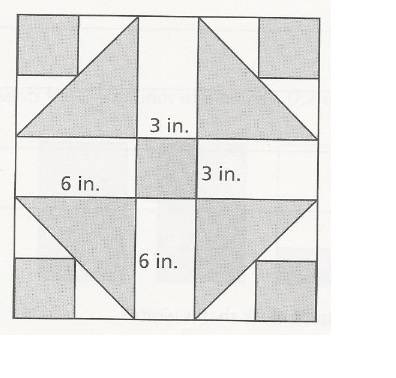 Carolyn is making a quilt using blocks like the one shown below. all the shaded squares are the same