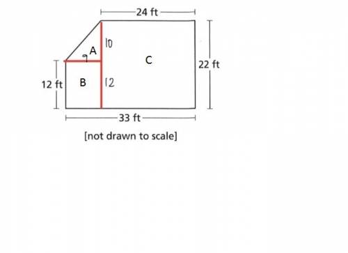 The figure below shows andrews plan for a deck. explain how to use triangles and rectangles to deter