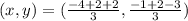(x,y)=(\frac{-4+2+2}{3},\frac{-1+2-3}{3})