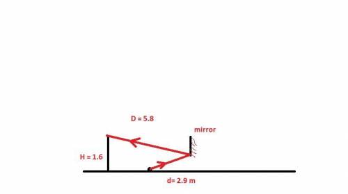 Aperson is standing a distance d = 5.8 m in front of a flat, vertical mirror. the distance from the