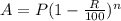 A=P(1-\frac{R}{100})^n
