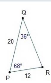 Trigonometric area formula:  area = what is the area of triangle pqr?  round to the nearest tenth of
