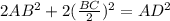 2AB^2 + 2(\frac{BC}{2})^2 = AD^2