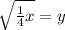 \sqrt{\frac{1}{4}x } =y