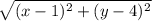 \sqrt{(x-1)^2+(y-4)^2}