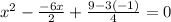 x^2-\frac{-6x}{2}+\frac{9-3(-1)}{4}=0