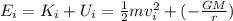 E_i = K_i + U_i =  \frac{1}{2} m v_i^2 + (- \frac{GM}{r} )
