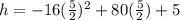 h=-16( \frac{5}{2} )^2+80( \frac{5}{2} )+5