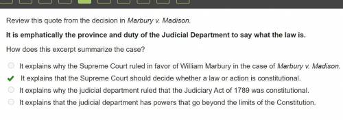 View this quote from the decision in marbury v. madison. it is emphatically the province and duty of