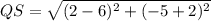 QS=\sqrt{(2-6)^2+(-5+2)^2}