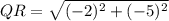 QR=\sqrt{(-2)^2+(-5)^2}