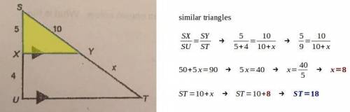 In the diagram below, what is the length of st?