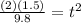 \frac{(2)(1.5)}{9.8}=t^{2}