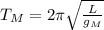 T_M = 2 \pi  \sqrt{ \frac{L}{g_M} }