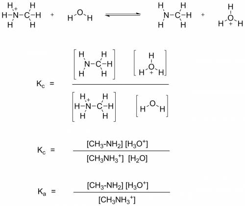 Write the ka expression for ch3nh3 in water. click in the answer box to activate the palette.